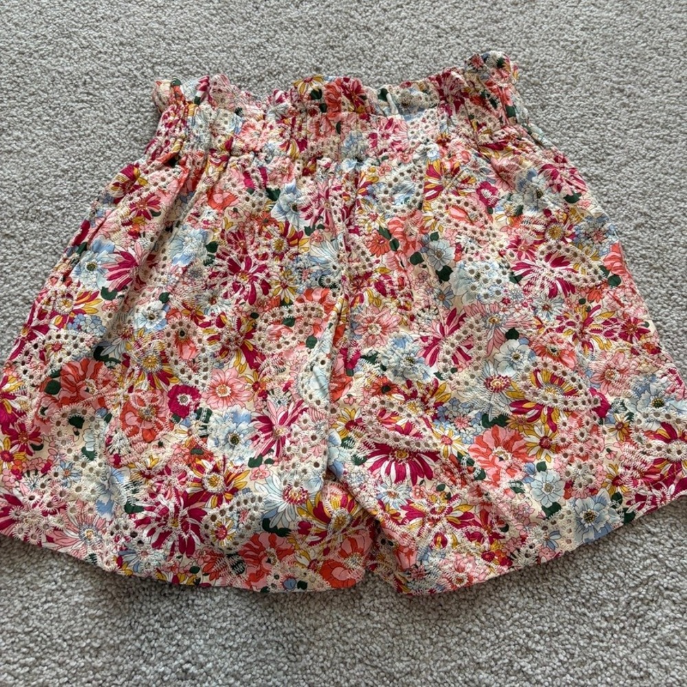 Solitaire Embroidered Shorts Womens M Pink Colorful Eyelet Lace Spring Floral - Picture 7 of 7